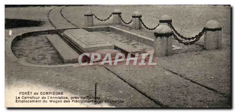 Forêt de Compiègne — Armistizkreuzung, in der Nähe von Reims — Lage des Wagens der deutschen Plenipotentiaren - Vorderseite