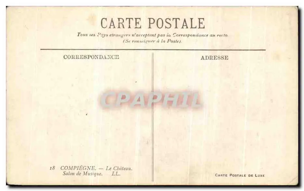 Sala de Música — O Castelo — Compiègne - Verso