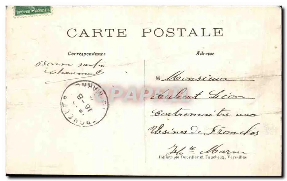 Château de Chantilly — Entrée principale un jour de visite — Éditeur : Héliotypie Bourdier et Faucheux, Versailles, n°10 - Rückseite
