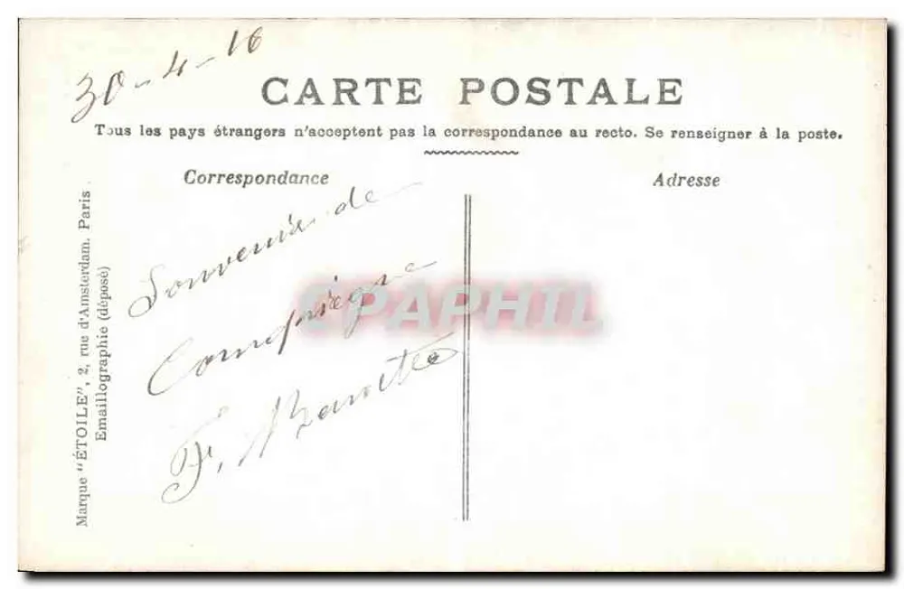 Compiègne — O Castelo, Sala dos Guardas — Editor Estrela, Paris - Verso