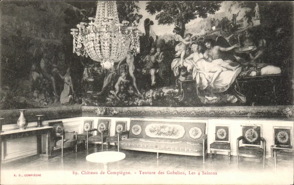 Schloss Compiègne — Gobelins-Gewebe, Die Vier Jahreszeiten — E. D., Compiègne - Vorderseite