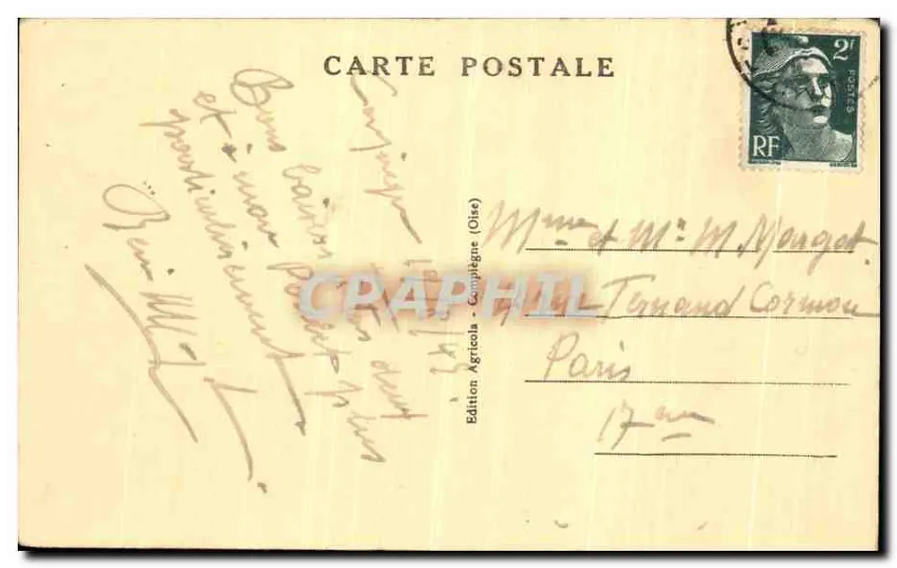 Compiègne (Oise) — O Hotel de Ville — Edição Agricola - Verso