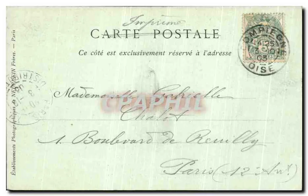 Kasteel van Compiègne — De Bank van Napoleon I — Collecties ND Phot - Achterkant