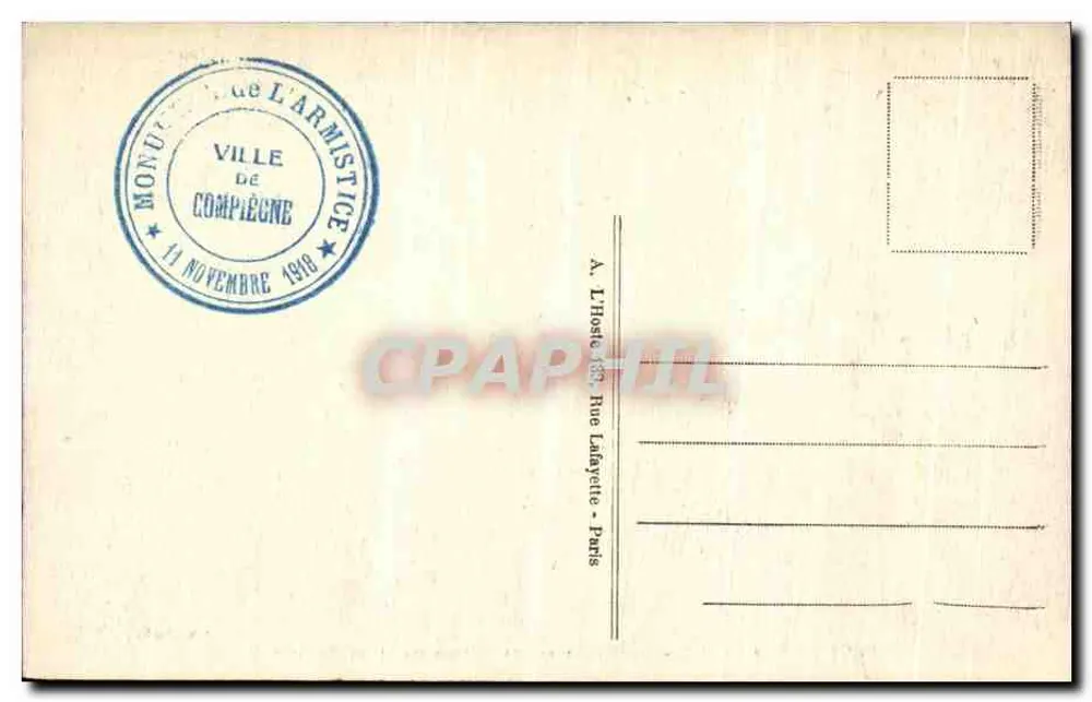Forêt de Compiègne — Das Waffenstillstandsdenkmal, in der Nähe von Rethondes — E.H. Paris - Rückseite