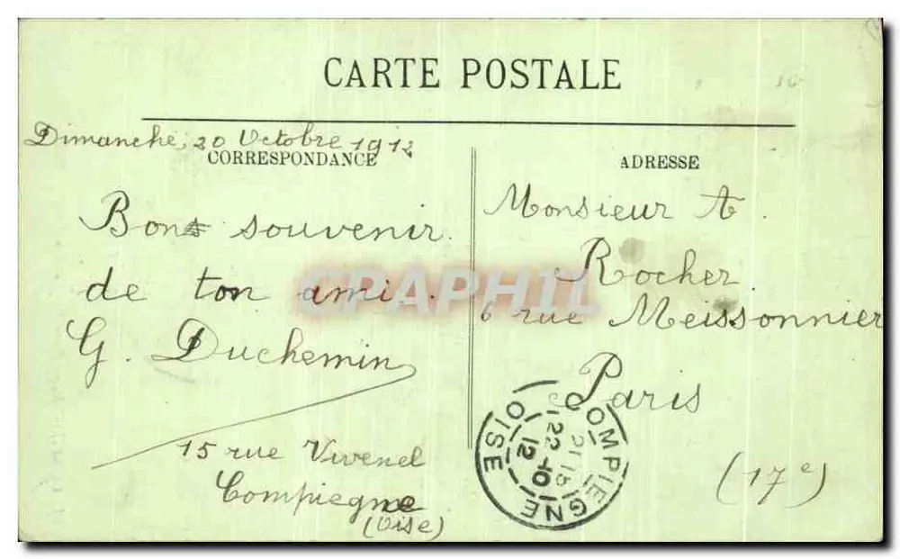 Compiègne — Praça do Hotel de Ville — LL - Verso