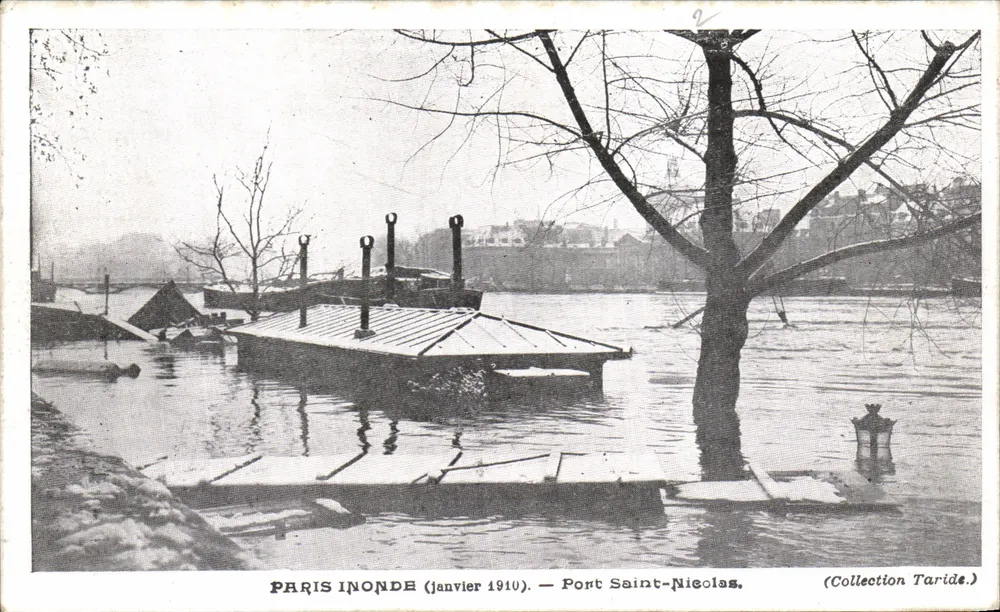 Paris inundado (janeiro de 1910) — Porto de Saint-Nicolas — Coleção Taride - Frente