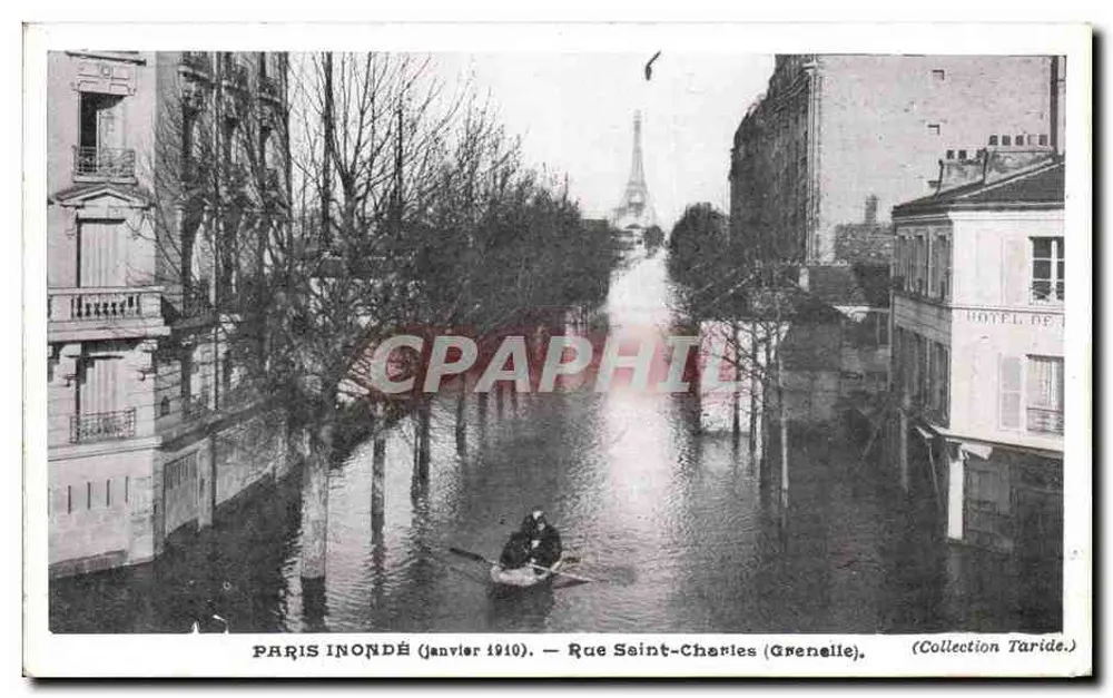 Paris überschwemmt (Januar 1910) — Rue Saint-Charles (Grenelle) — Sammlung Taride - Vorderseite