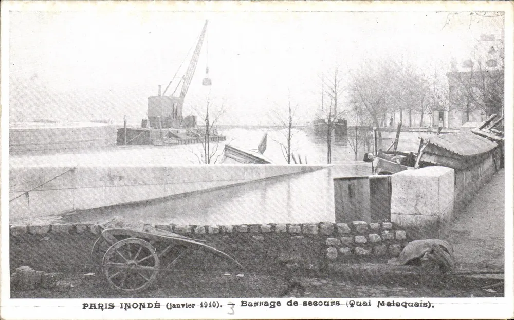 Paris überschwemmt — Notdamm (Quai Malacquis) — Januar 1910 - Vorderseite
