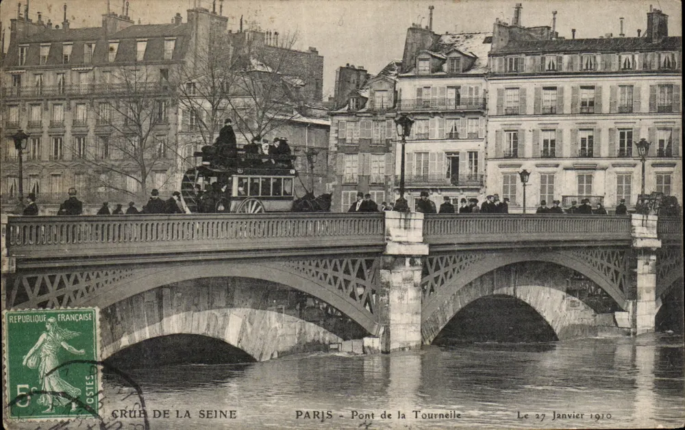 PARIS - Brücke Tournelle — Hochwasser der Seine — Edition République Française, n° 35 - Vorderseite