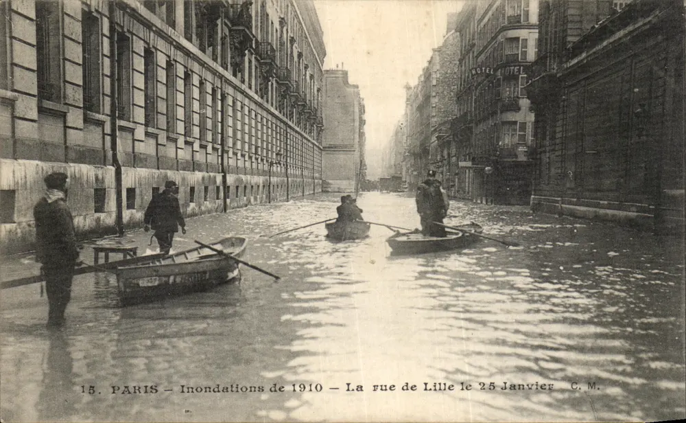Paris — Überschwemmungen 1910 — Rue de Lille am 25. Januar — C.M. - Vorderseite