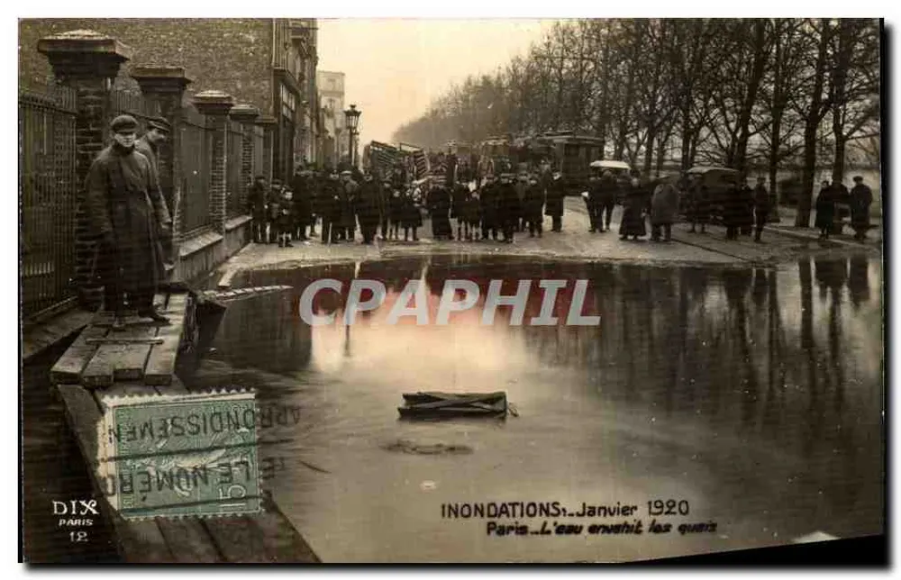 Inondations à Paris — Janvier 1920 — Édition Dix Paris 12 - Recto
