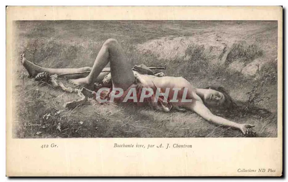 Betrunkene Bacchante, von A. J. Chantrion — Kupferstich von J. Chavanne — Sammlung ND Phot - Vorderseite