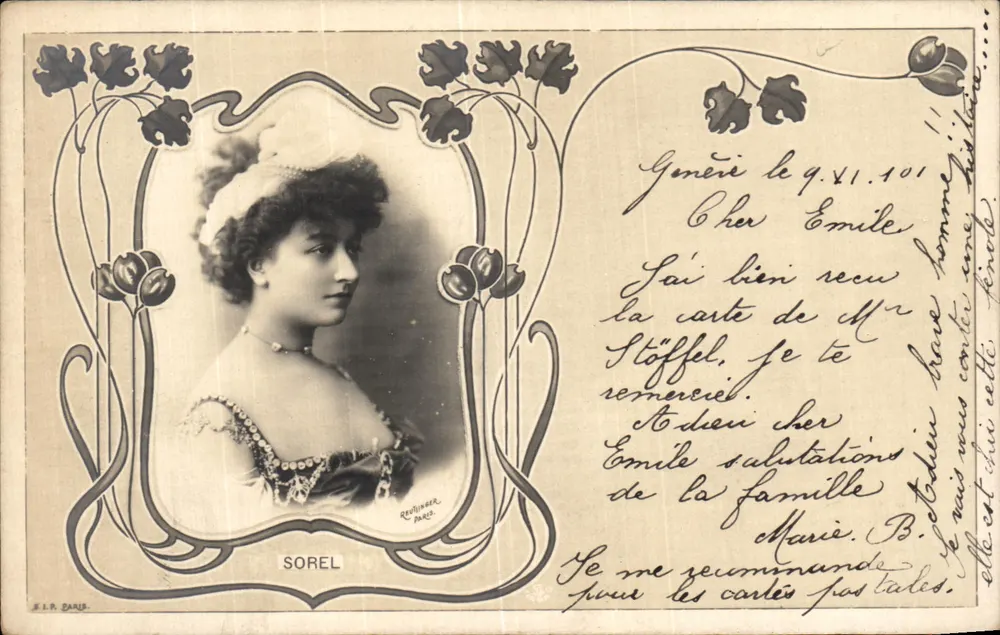 Junge Frau — Art Nouveau-Porträt — J.P. Sorel, Paris - Vorderseite
