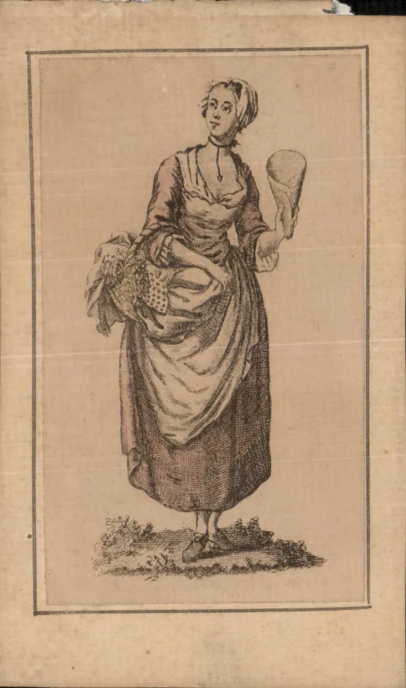 Mulher em traje da época — ilustração gravada — carta postal francesa - Frente