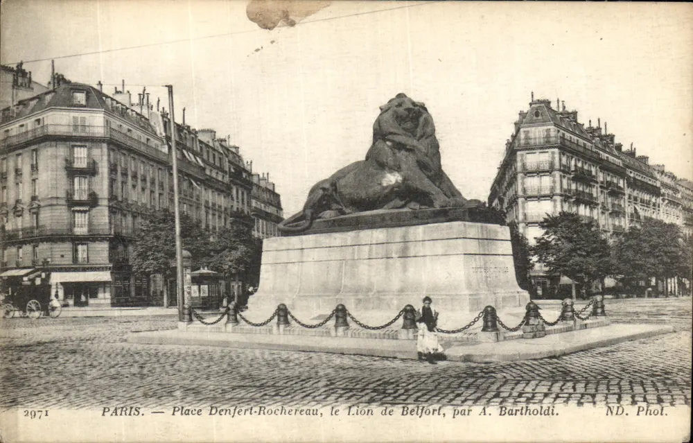 Paris — Place Denfert-Rochereau, der Löwe von Belfort, von A. Bartholdi - Vorderseite