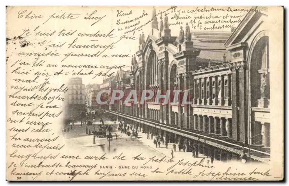 Paris - Gare du Nord — vista da estação — editor anônimo, n° 58 - Frente