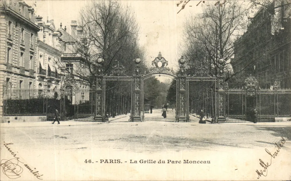 Paris — A Grade do Parc Monceau — Melle Lainard - Frente