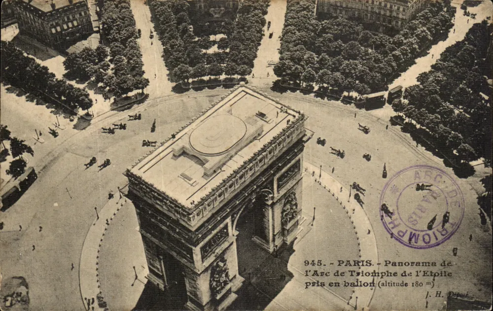 Paris - Panorama des Arc de Triomphe vom Ballon (Höhe 180 m) - J. H. Depoix - Vorderseite