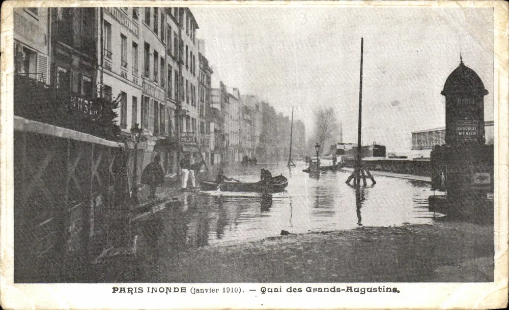 Paris überschwemmt (Januar 1910) — Quai des Grands-Augustins — unbekannter Verleger - Vorderseite