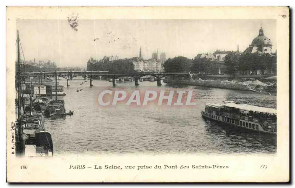 PARIS — Die Seine, Aufnahme vom Pont des Saints-Pères — E. K. PARIS, n°100 - Vorderseite