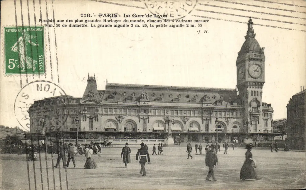 Paris - A Estação de Lyon — relógios monumentais — J. H. n°118 - Frente