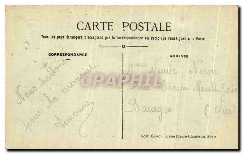 Paris — Panorama do rio Sena (margem esquerda) — Editor Cosson, n° 155 - Verso