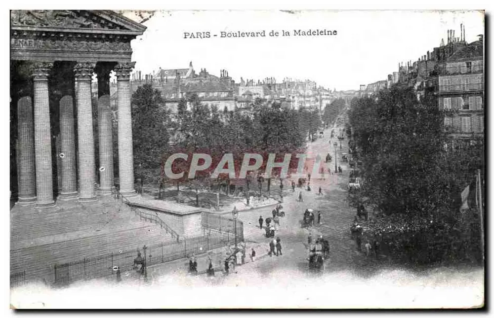 Paryż - Bulwar Madeleine — widok z kolumnami Panthéonu — wydawca - Awers
