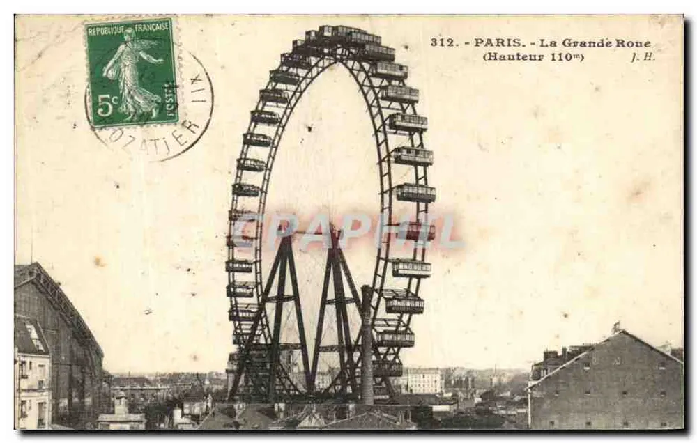 Paryż - Wielka Kolejka (Wysokość 110 m) — J.H. — nr 312 - Awers