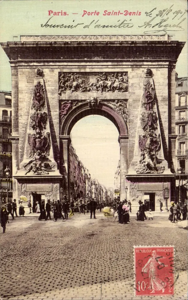 Paris — Porta Saint-Denis — lembrança de amizades — A. Berèche - Frente