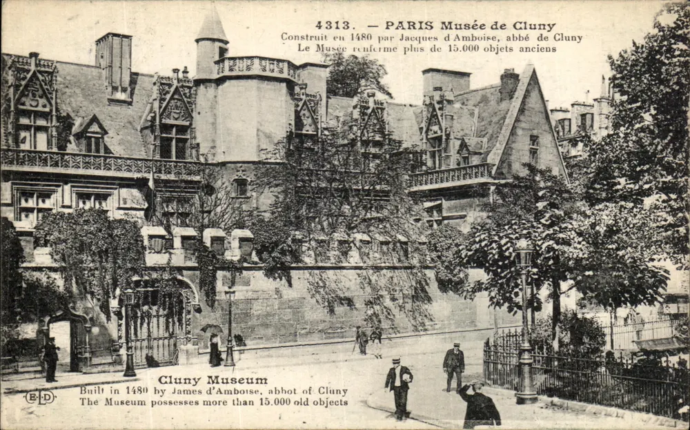 Paryż — Muzeum Cluny — Zbudowane w 1480 roku przez Jacquesa d'Amboise, abdyga Cluny — Wydawca Delét, nr 4313 - Awers