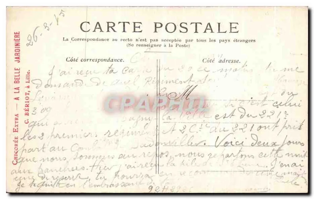 Paris — O Ponte Alexandre III — Chicozé Extra à la Belle Jardinière - Verso