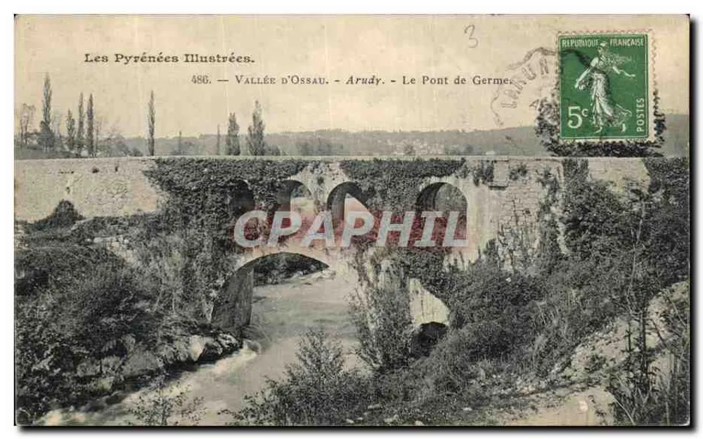 Valle d'Ossau - Arudy - El Puente de Germe — Les Pyrénées Illustrées, n°486 - Anverso