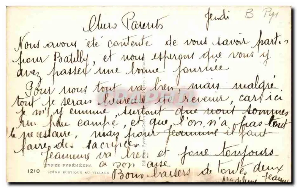 Scène rustique au village — Éditeur Éditions Pyrénées, n° 1210 - Rückseite
