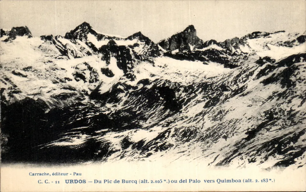 URDOS — Von dem Pic de Burcq (Höhe 2.105 m.) oder del Palo in Richtung Quimboa (Höhe 2.183 m.) — Carrache, Verlag - Pau - Vorderseite