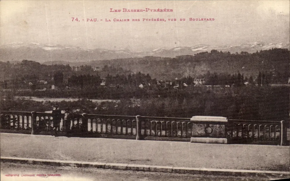 Pau - Die Pyrenäen-Kette, Ansicht vom Boulevard — Rototype Laddouche Frères Toulouse, n°74 - Vorderseite