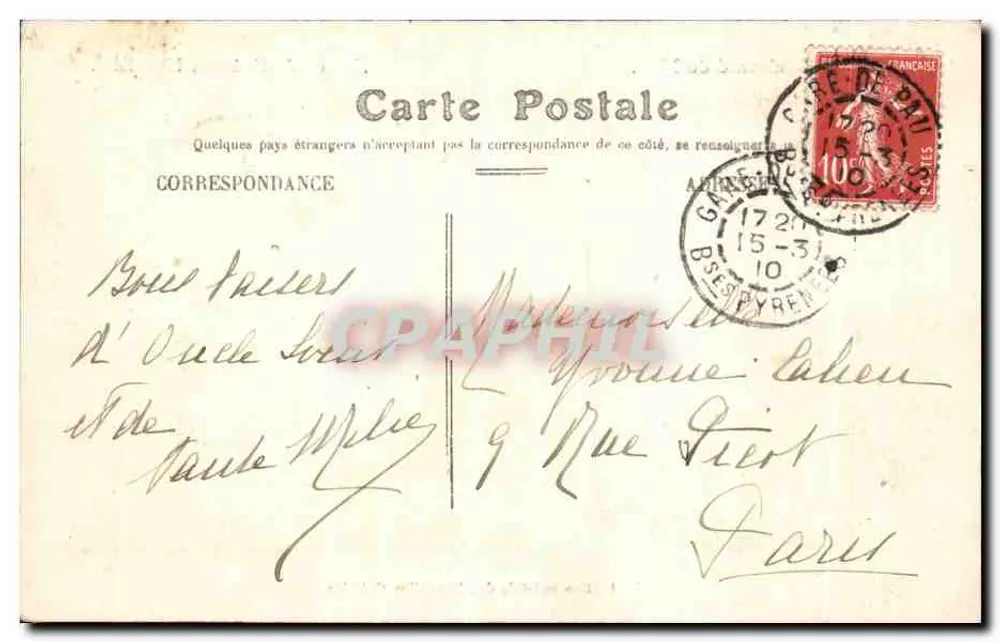 Pau — Boulevard du Midi — Eingang zum Schloss Henri IV — Sonderausgabe der Nouvelles Galeries - Rückseite