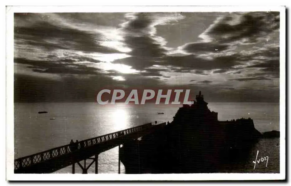 Zonsondergang op de Rocher de la Vierge — Biarritz — Artistieke uitgave 'Mer-Soleil Sports' - Voorkant