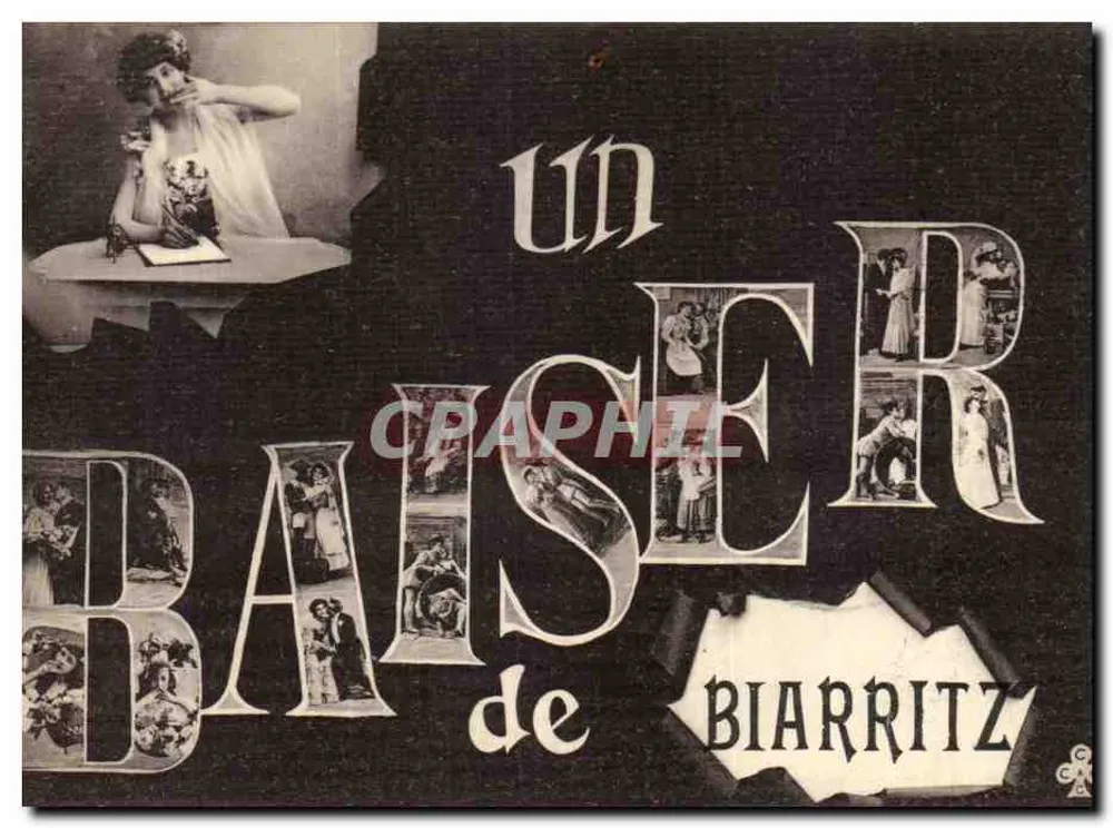 Um beijo de Biarritz — cartão postal publicitário — editor não visível - Frente