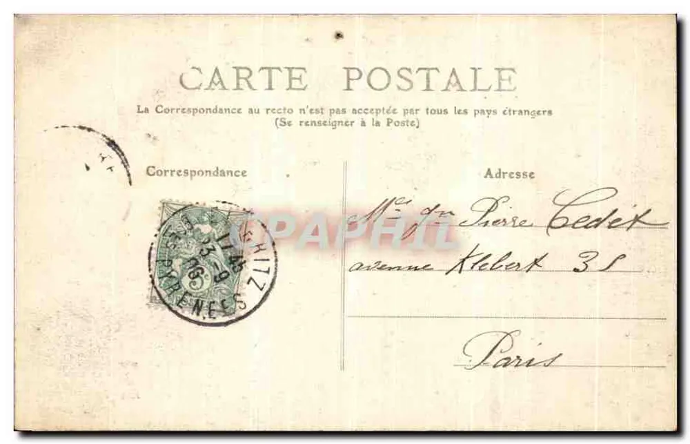 Um beijo de Biarritz — cartão postal publicitário — editor não visível - Verso