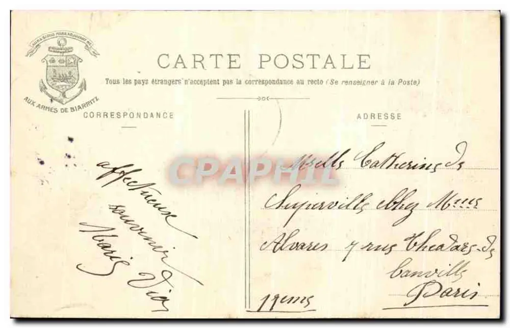 Ritz - Chiesa di Santa Eugenia e il Semaforo — Eug. Pacault, editore-fotografo, Biarritz - Verso