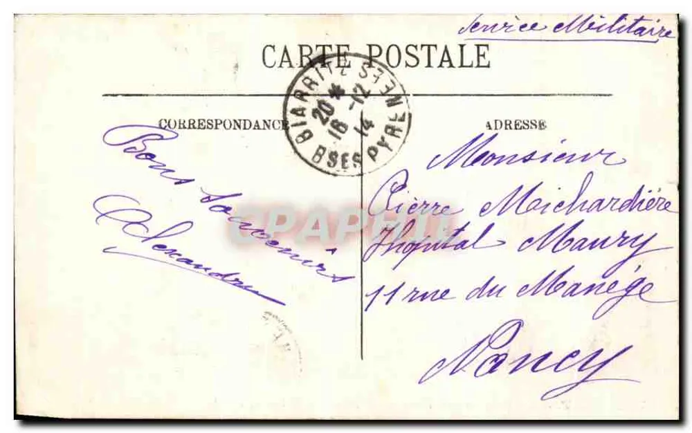 Blarritz — Die Bäder von Port-Vieux in Richtung Felsen der Jungfrau — LL. n°65 - Rückseite