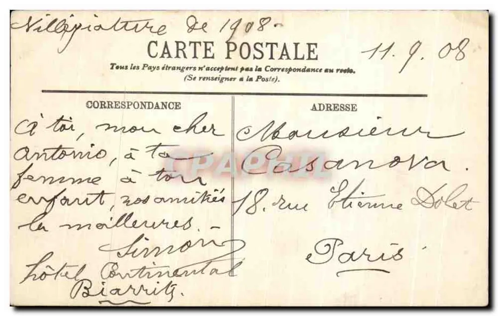 Biarritz — Das Bellevue-Casino und die Thermalbäder — LL. — Nr. 92 - Rückseite