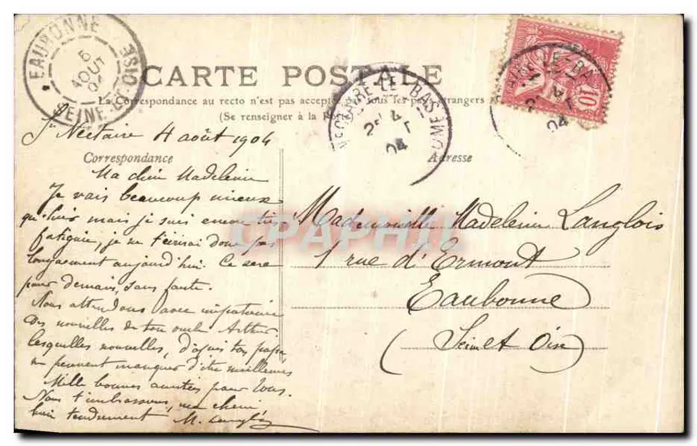 Saint-Nectaire — Vista Geral — Lib. Bougé Béal, 21 rue de l'Ecu, Clermont Ferrand - Verso