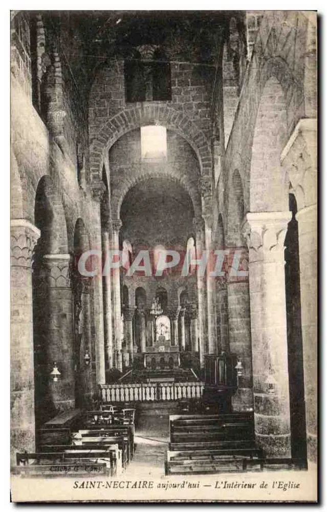 SAINT-NECTAIRE — Innenansicht der Kirche — Ausgabe G. Rang - Vorderseite