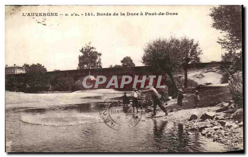 Margens da Dore em Pont-de-Dore — L'Auvergne — editor J. Contefangas (P.de.D.) — n° 141 - Frente