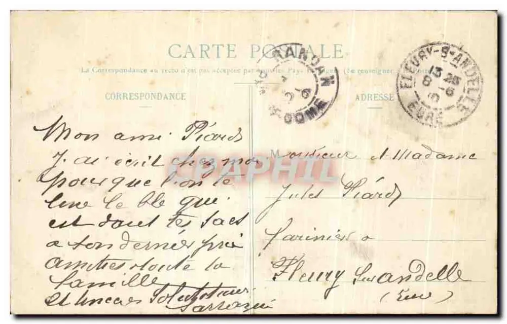 Auvergne - Zamek w Randan — Zbiór Deluzarche-Gazet, sprzedawca, w Randan - Rewers