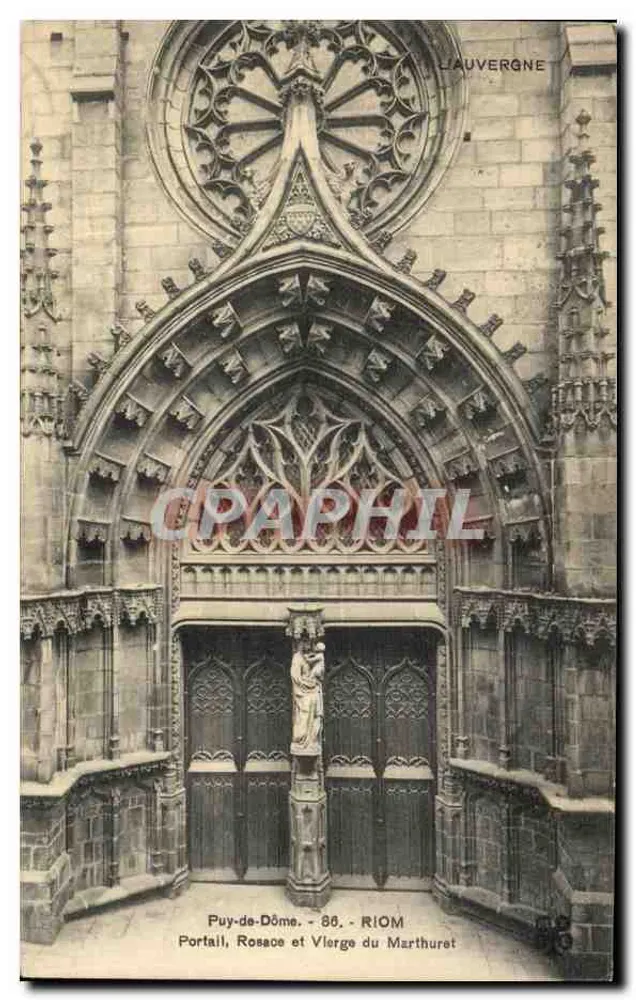 Portal, Rosefenster und Jungfrau von Marthuret — Puy-de-Dôme, Riom — Verlag Lauvergne - Vorderseite