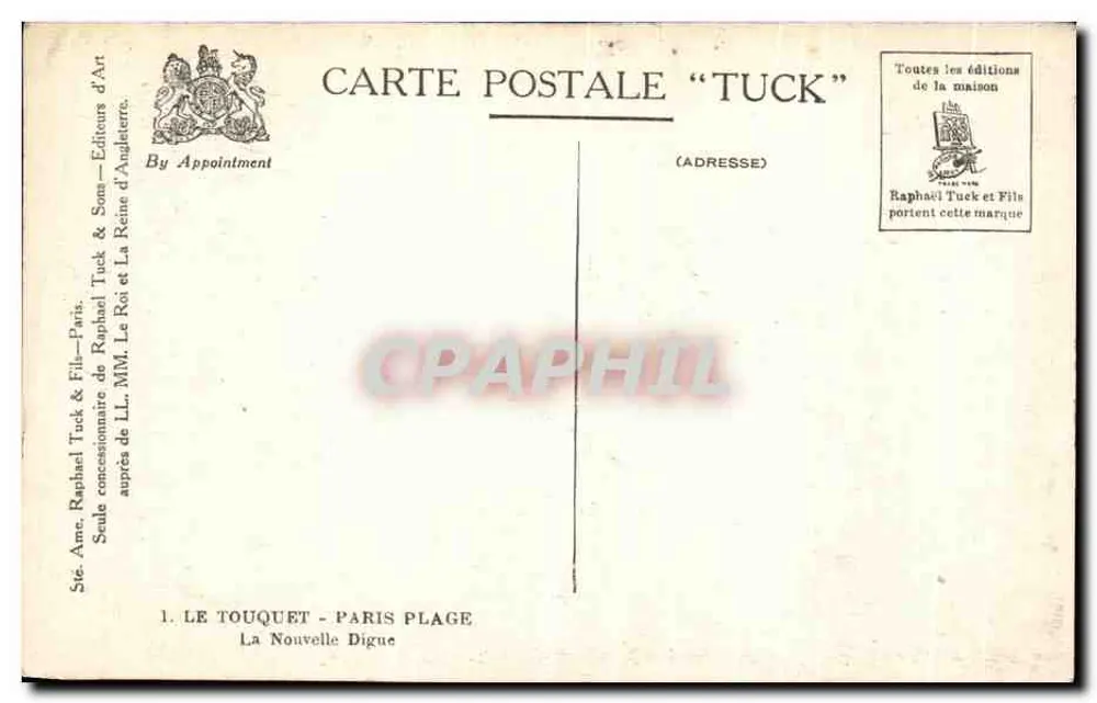 Le Touquet - Paris Plage — La Nouvelle Digue — Verlag Tuck - Rückseite