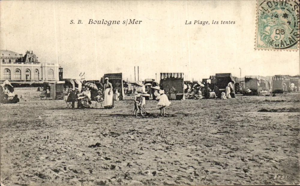 Boulogne-sur-Mer — Blick auf den Strand, die Zelte — S.B. Boulogne s/Mer - Vorderseite