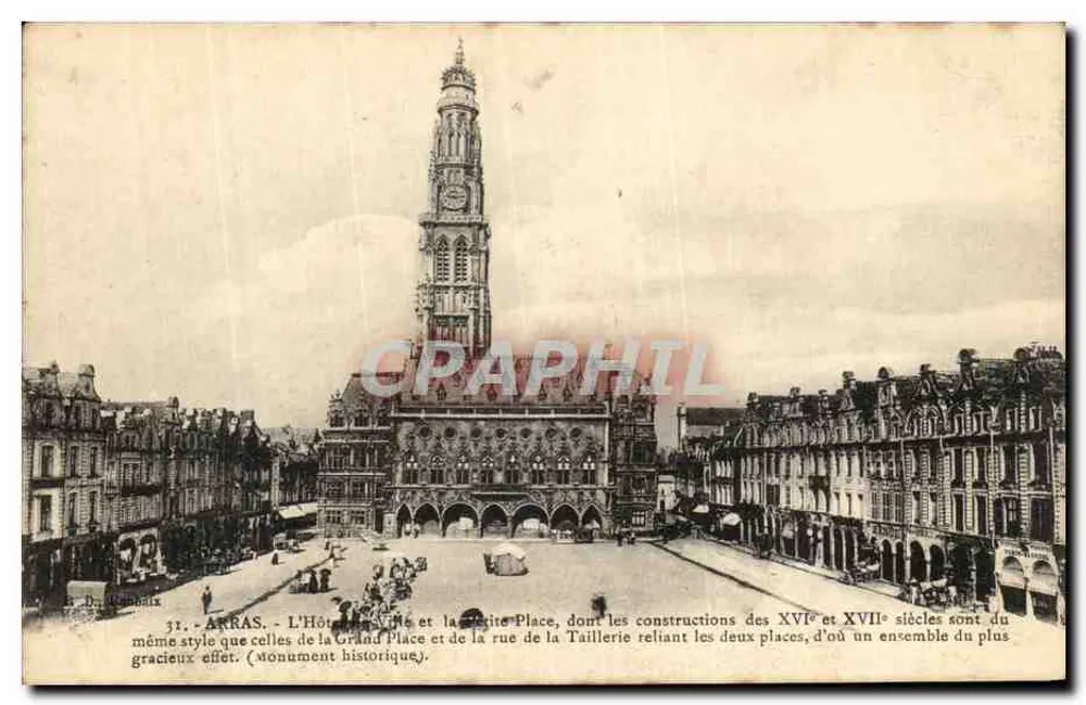 Arras - Het Stadhuis en de Petite Place - uitgever D. Dombiaux, n°31 - Voorkant
